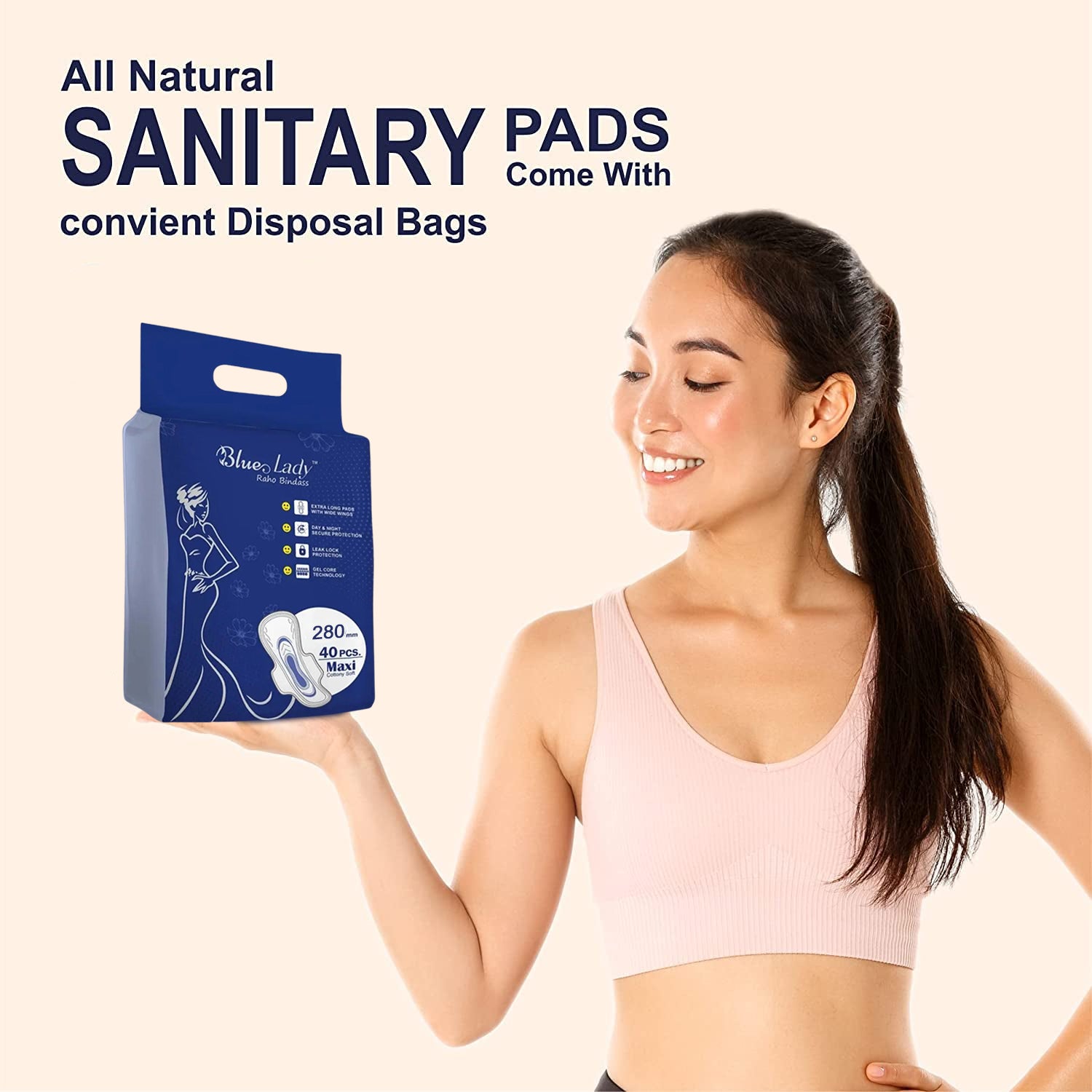 Blue Lady Extra Long Pads With Wides Wings Sanitary Pads  320 Mm 40-pack Blue Lady Extra Long Pads With Wides Wings Sanitary Pads  320 Mm 40-pack
